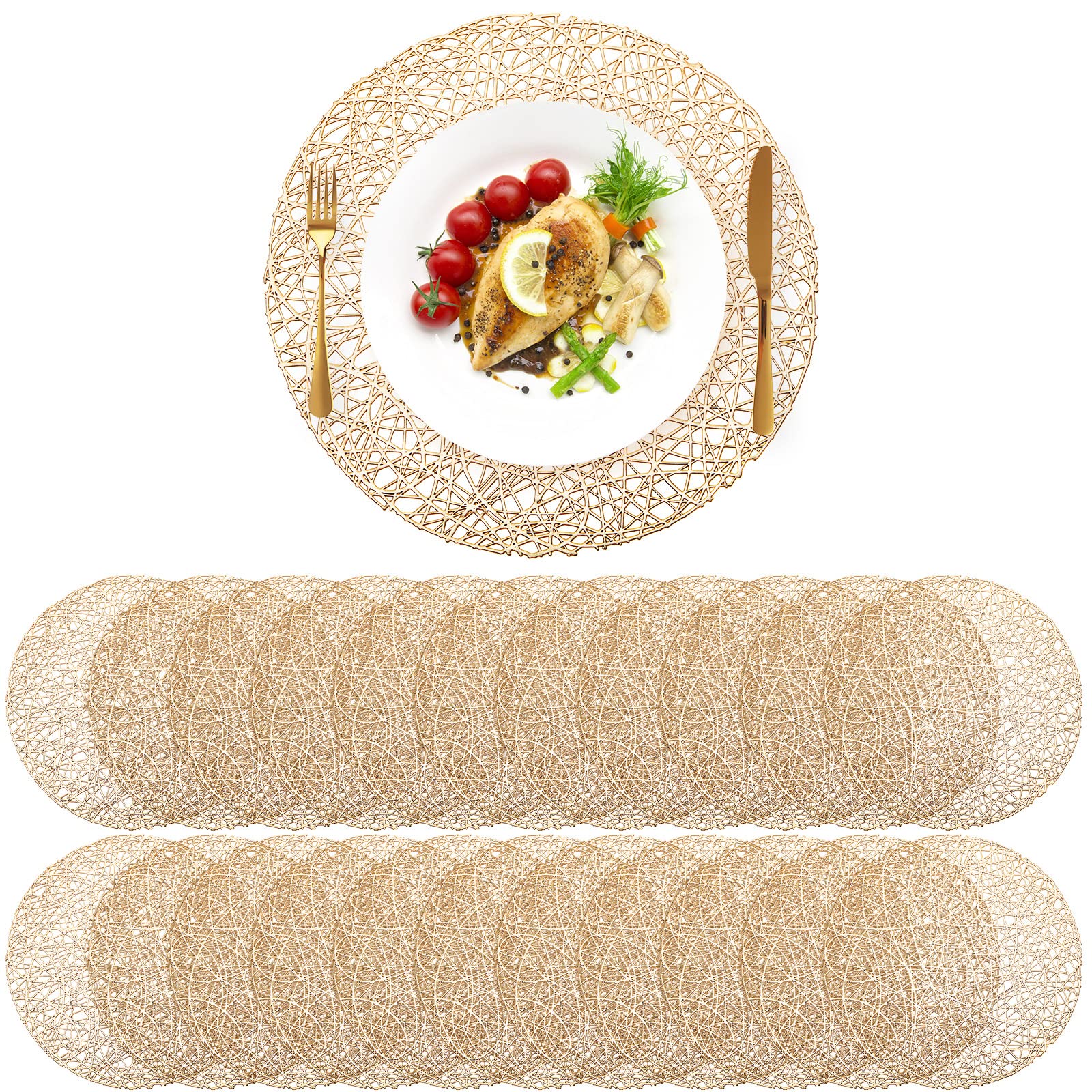 Amazon.com: Sieral 48 Packs Gold Round Placemats 15 Inch Hollow